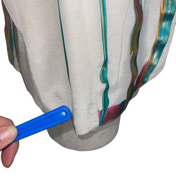 Terry Toni Vintage Womens Jacket Size Medium White Hand Painted Short Sleeve - Picture 6 of 10